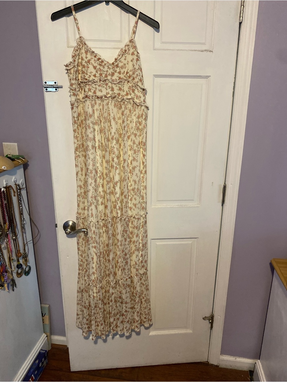 Arizona Jean Company Cream Floral Maxi Dress with Tan Print